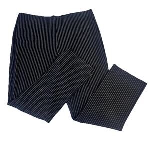 Chico's Pants sz 14/2.5 Petite Black White Pinstripe Stretch Ponte Knit Stretch